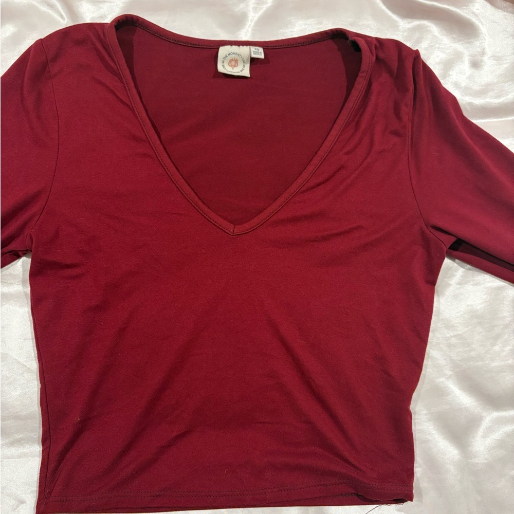 Elegant Red V-Neck Women's Top